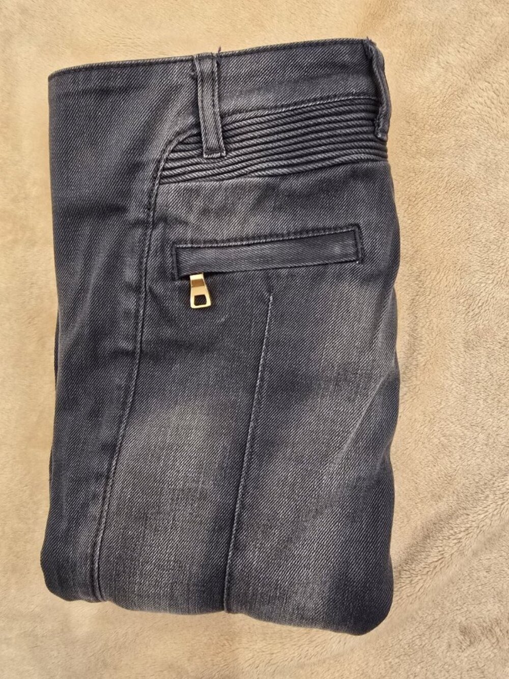 Balmain Skinny Moto Jeans Gray Made In France 36x30